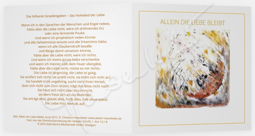 Allein die Liebe bleibt, Premium Klappkarte zur Hochzeit,