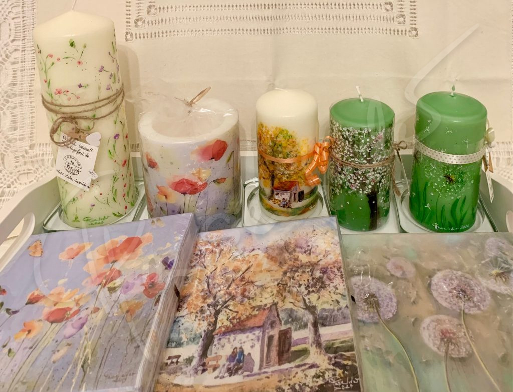 Handbemalte Kerzen, außer Motiv Mohn